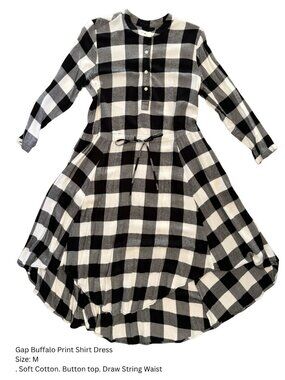 GAP Women’s Buffalo Plaid Shirt Dress Medium Black